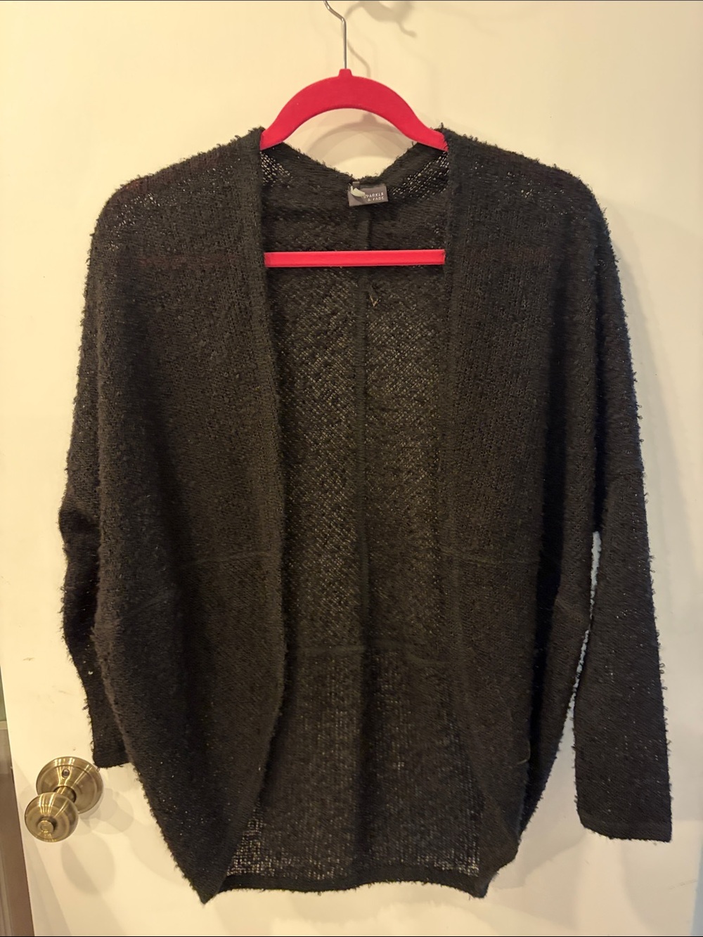 Sparkle & Fade S Black Open-Front Women's Sweater Cardigan long sleeve